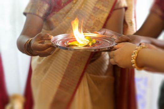 Indian woman performing special rituals