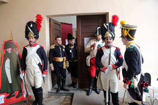 The Italian island where Napoleon was sent into exile in 1814 marked the 200th anniversary of the emperor's arrival on Sunday with a re-enactment by enthusiasts from across Europe on May 03, 2014 in Portoferraio, Italy