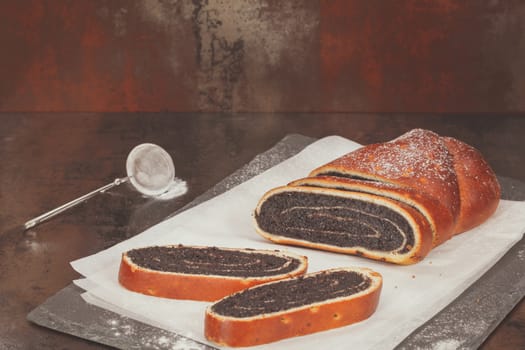Strudel with poppy seeds and nuts