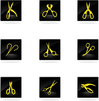 Scissors icons set