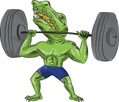 Sobek Weightlifter Lifting Barbell Caricature