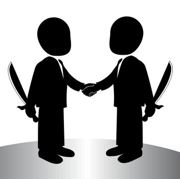 handshake, image of a back stabbing , betray