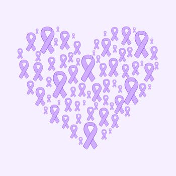 Lavender ribbon heart epilepsy cancer solidarity day