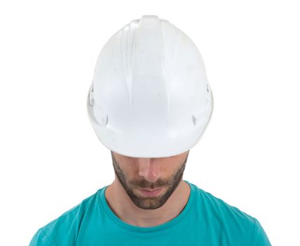 Engineer with hardhat on white background