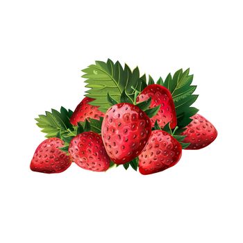 Red Strawberries With Leaves