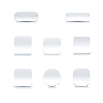 Set of white buttons, vector illustration.