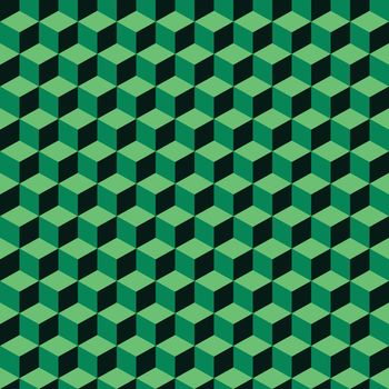Green Geometric Volume Seamless Pattern Background 001