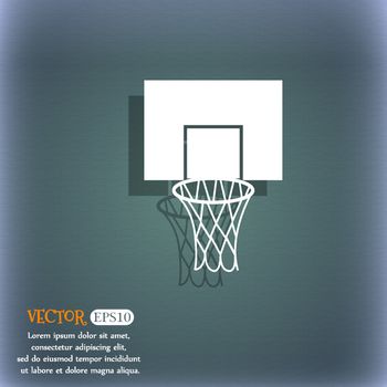Basketball backboard icon. On the blue-green abstract background with shadow and space for your text. Vector