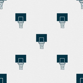 Basketball backboard icon sign. Seamless pattern with geometric texture. Vector