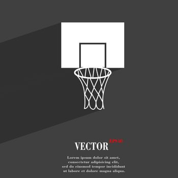 Basketball backboard symbol Flat modern web design with long shadow and space for your text. Vector