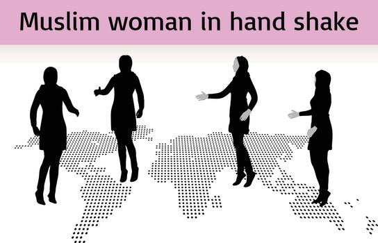 Muslim woman silhouette in hand shake pose