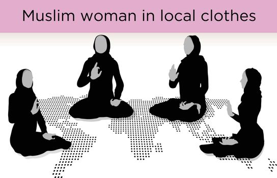 Muslim woman silhouette in awakened pose