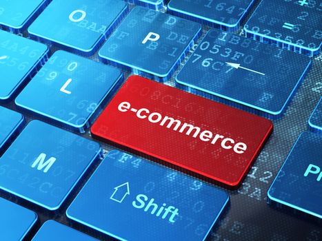 Business concept: E-commerce on computer keyboard background