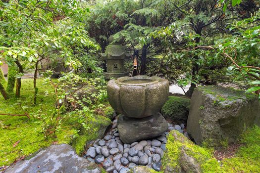 Tsukubai Water Fountain at Japanese Garden