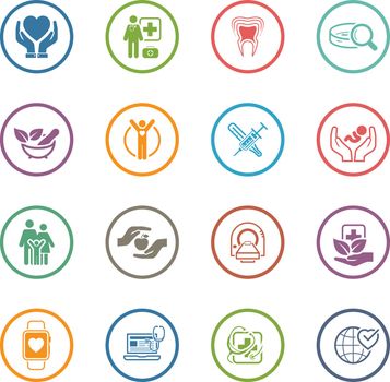 Medical and Health Care Icons Set. Flat Design. Isolated Illustration.