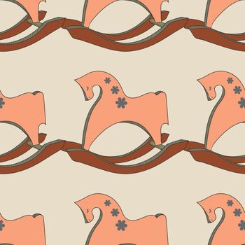 Seamless pattern with horse rocking toy