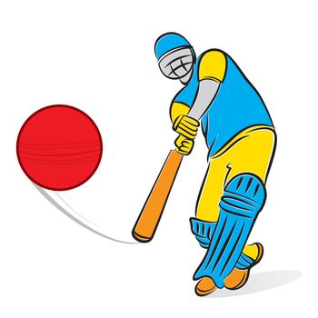 cricket player hitting big shoot for six, concept design
