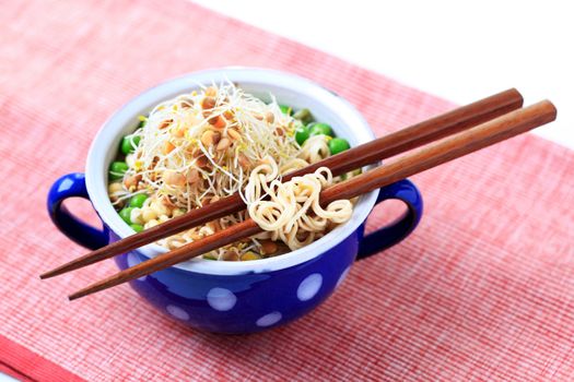 Legume soup with noodles