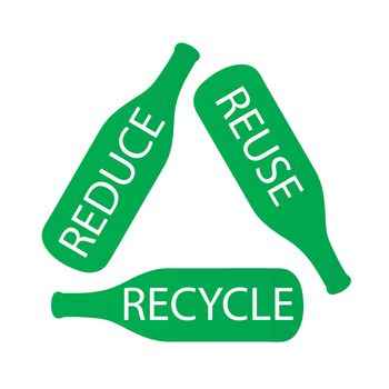 Bottles forming the recycle icon