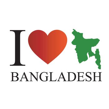 I love Bangladesh with map