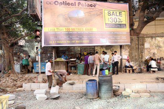 Food street stall in Kalighat area, Kalighat Kali Hindu Temple in Kolkata