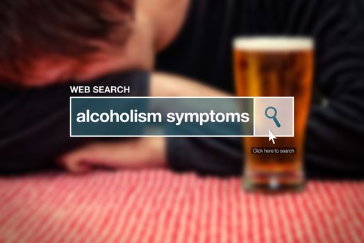 Web search bar glossary term - alcoholism symptoms