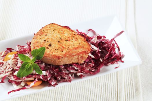 Marinated pork and red cabbage