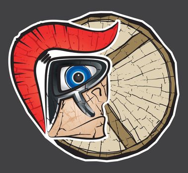 cartoon spartan centurion warrior profile design stamp