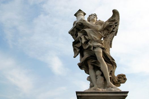 Bernini's angel along the Holy Angel bridge near the Hadrian Mausoleum in Rome,