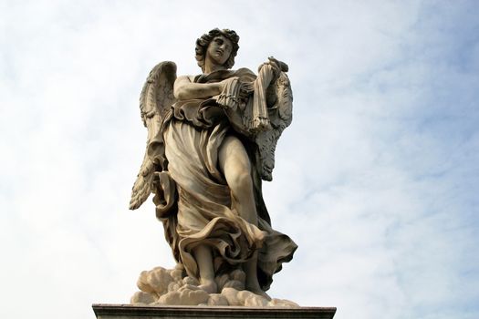 Bernini's angel along the Holy Angel bridge near the Hadrian Mausoleum in Rome,