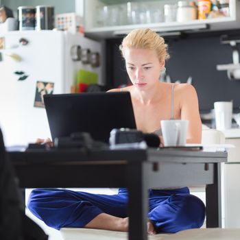 Female freelancer working from home.