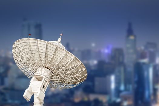 satellite dish antenna radar and building background
