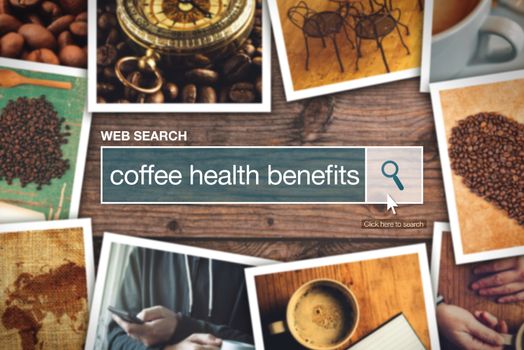 Web search bar glossary term - coffee health benefits