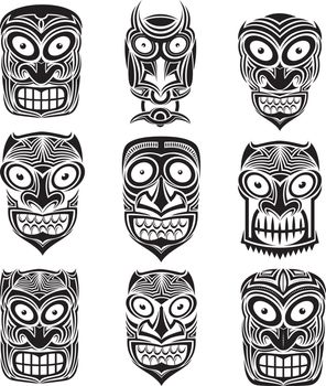 tribal scary halloween skull totem mascot vector illustration