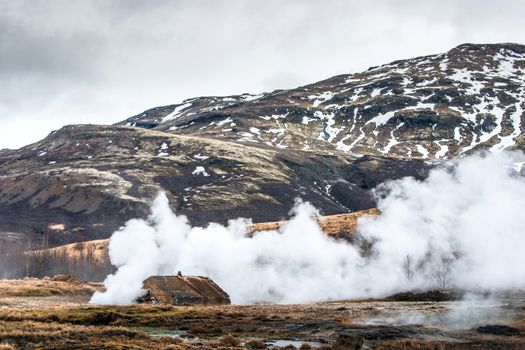 Geothermal activity at the strokkur geyser