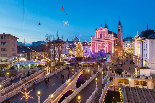 Preseren's square for Christmas, Ljubljana, Slovenia.