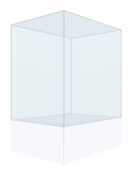 Glass cube on pedestal