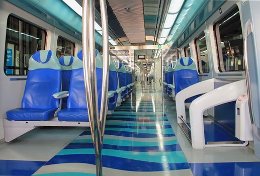 subway train in Dubai, subway trains inside the car interior, tr