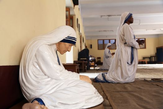 The statue of Mother Teresa in the chapel of the Mother House, Kolkata