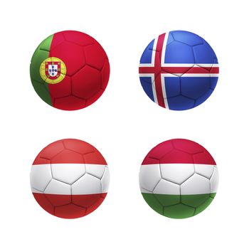 3D soccer ball with group F teams flags