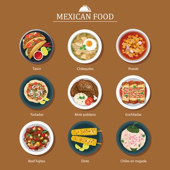 set of mexican food flat design