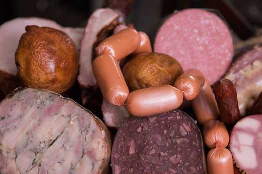Variety of sausage products