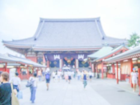 Defocused Background with Buddhist Temple in Tokyo, Japan.