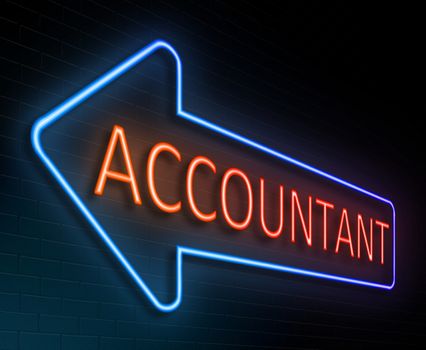 Illustration depicting an illuminated neon sign with an accountant concept.