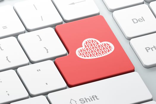 Cloud computing concept: Cloud With Code on computer keyboard background