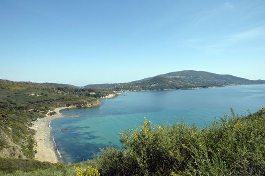 the coast of the island of Elba