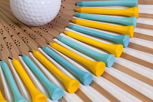 Typical Japanese hand fan and golf equipments