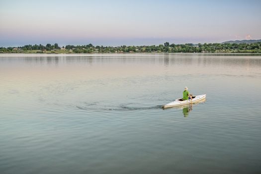 evening canoe paddling in Colorado