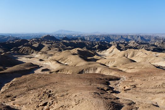 panorama of fantrastic Namibia moonscape