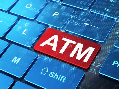 Money concept: ATM on computer keyboard background